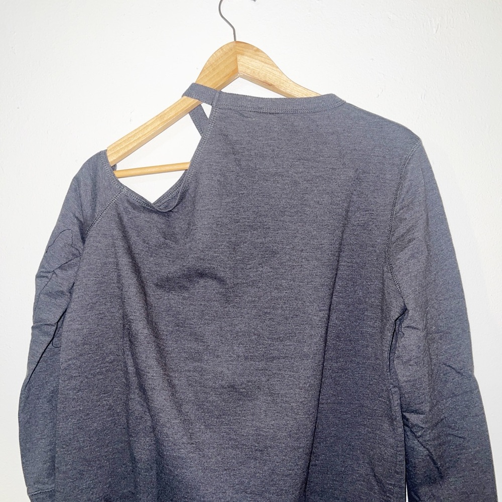 Disney Mickey Mouse charcoal gray cold shoulder long sleeve shirt - Picture 8 of 8